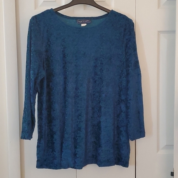 Plus size- Woman's Teal Green Jacquard Print Top | Maggie McNaughton | 1X - Picture 6 of 6